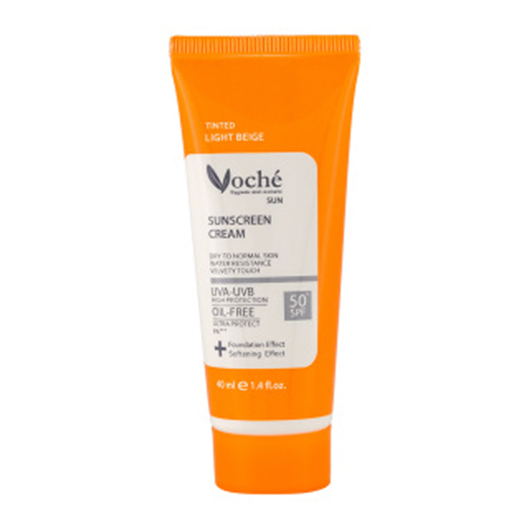 کرم ضدآفتاب رنگی بژ طبیعی پوست خشک وچه - Natural beige tinted sunscreen for dry skin Voche