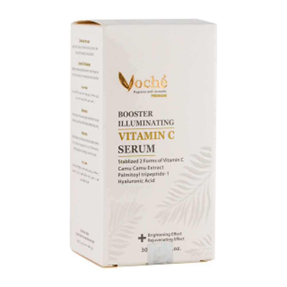 سرم روشنکننده ویتامین C وچه - Vitamin C Brightening Serum Voche بسته بندی سرم ویتامین C وچه با فرمول بوستر روشن کننده