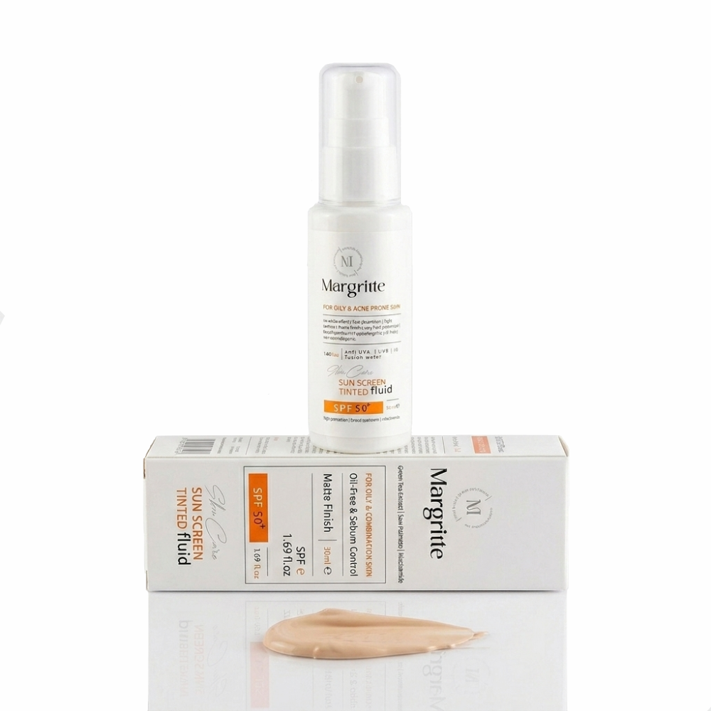 فلوئید ضدآفتاب بی‌رنگ مارگریت SPF50 پوست نرمال تا خشک 50 میل