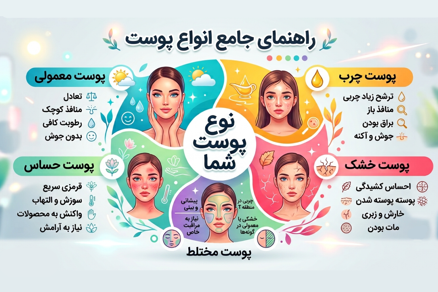 انواع پوست را بشناسید: چطور بفهمیم پوستمان چه نوعی است؟